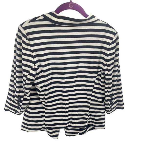 Monteau Women's Single Button Blazer Striped 3/4 Sleeve black white Medium - Picture 5 of 11